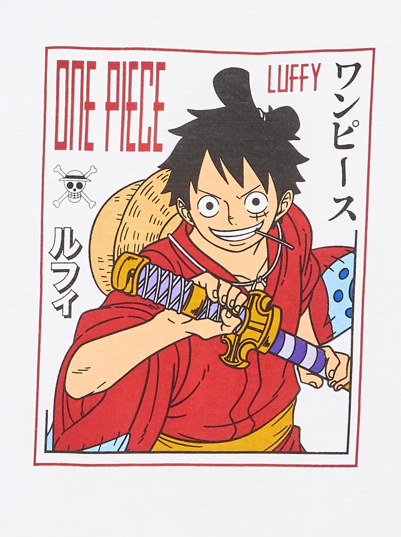 T-shirt stampata 'One piece' maniche corte in cotone Bianco - Kiabi