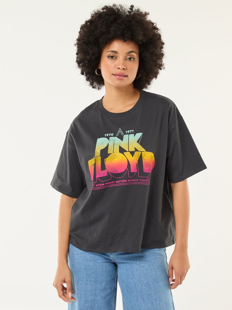 T-shirt stampata 'Pink Floyd' tinta unita Nero - Kiabi