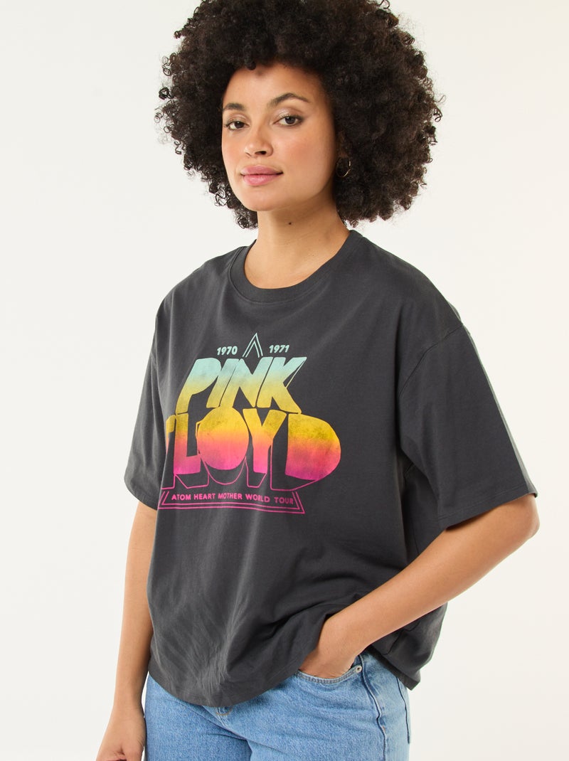 T-shirt stampata 'Pink Floyd' tinta unita Nero - Kiabi