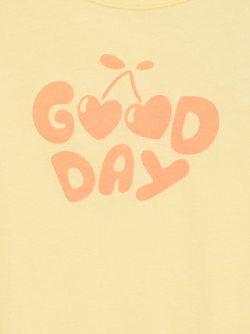 T-shirt stampato con messaggio a maniche corte Giallo - Kiabi