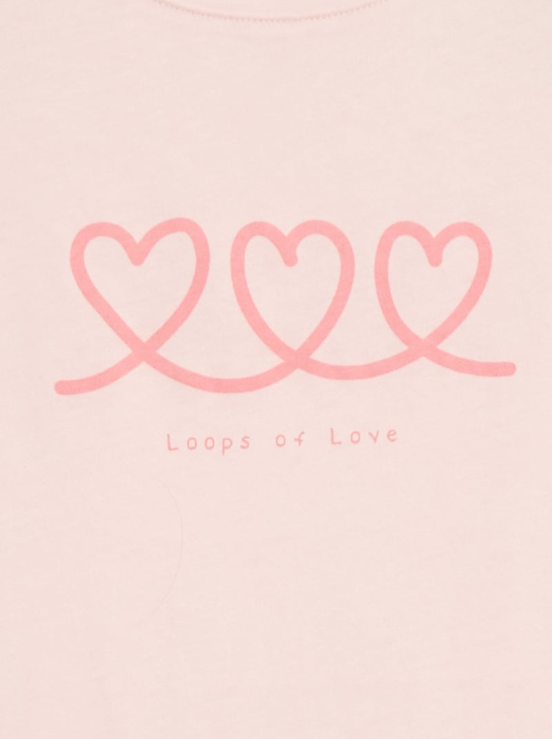 T-shirt stampato con messaggio a maniche corte Rosa - Kiabi