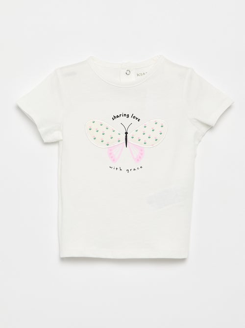 T-shirt stampato e ricamato a maniche corte - Kiabi