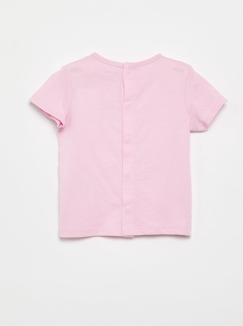T-shirt stampato e ricamato a maniche corte Rosa - Kiabi