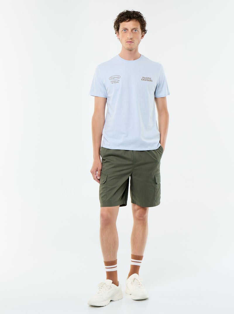 T-shirt stampato fantasia a maniche corte Blu - Kiabi