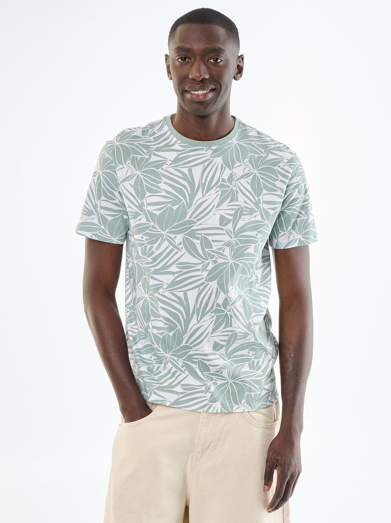 T-shirt stampato fantasia a maniche corte Verde - Kiabi
