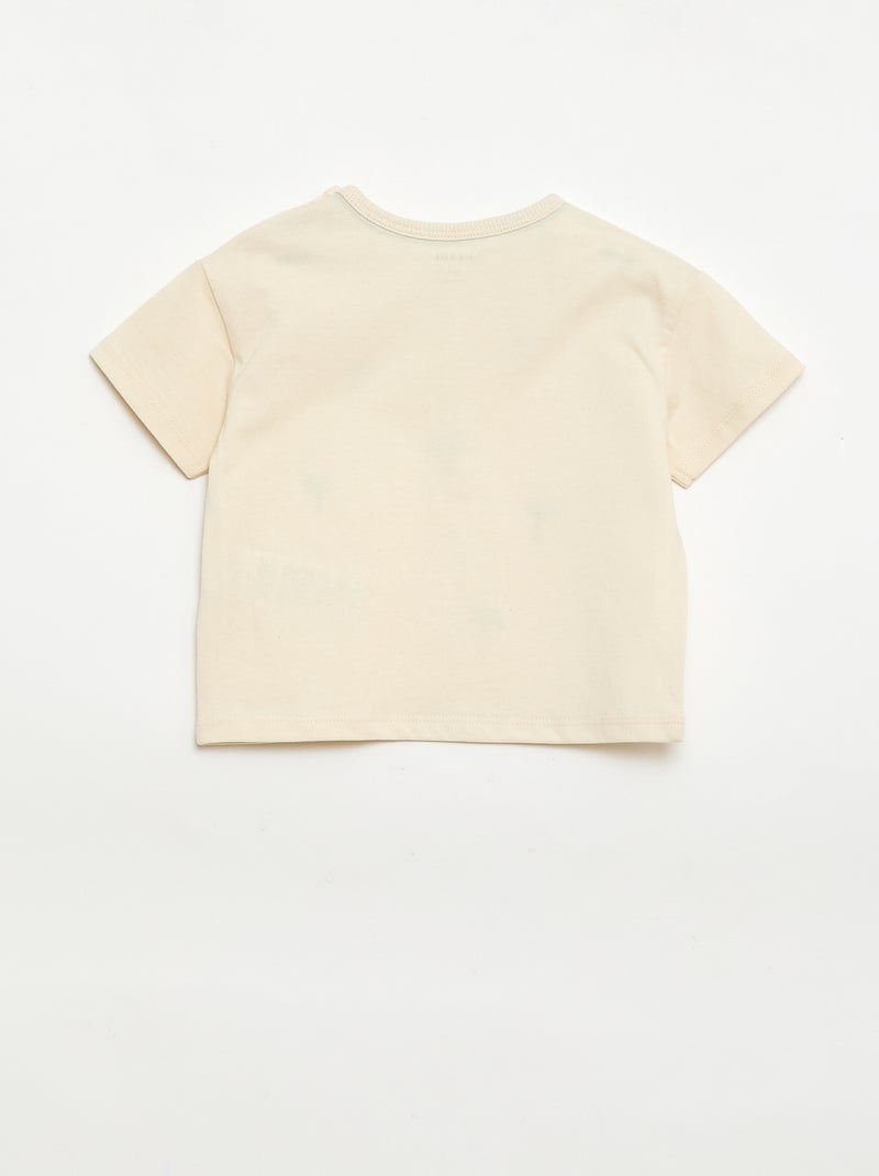 T-shirt stampato tropicale a maniche corte in cotone Bianco - Kiabi