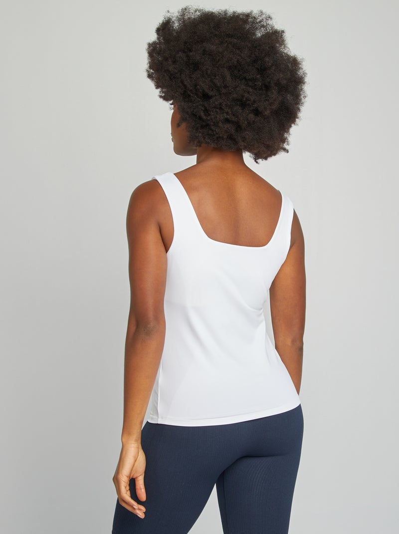 T-shirt stretch à col carré Blanc - Kiabi