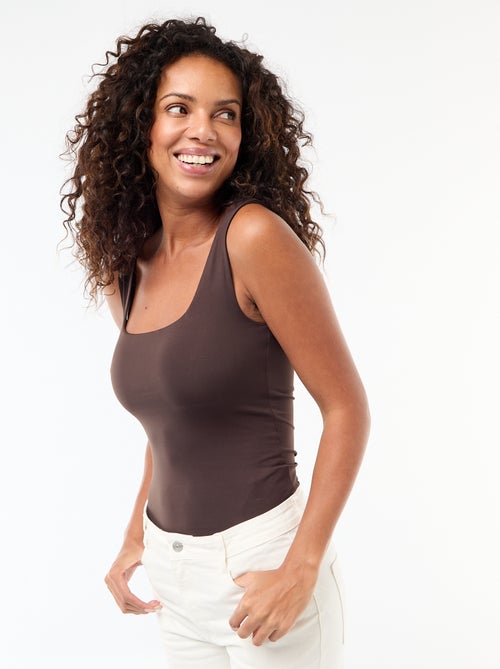 T-shirt stretch à col carré - Kiabi