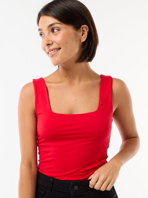 T-shirt stretch à col carré - Kiabi