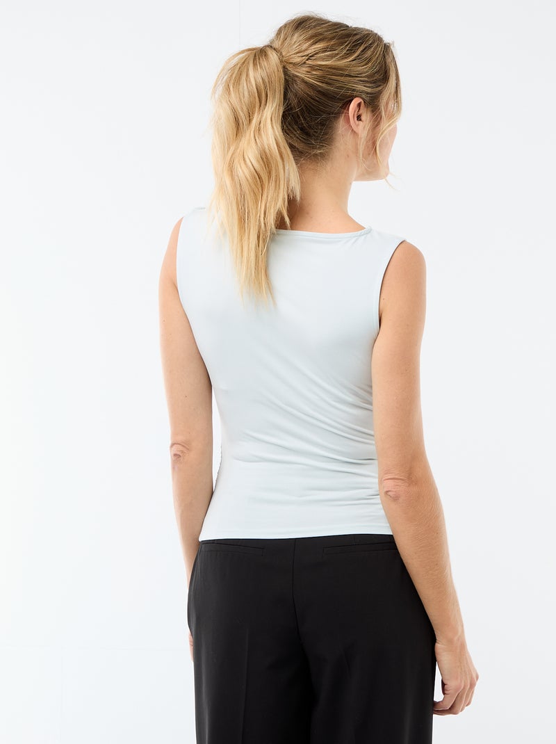 T-shirt stretch avec bijou doré Bleu - Kiabi