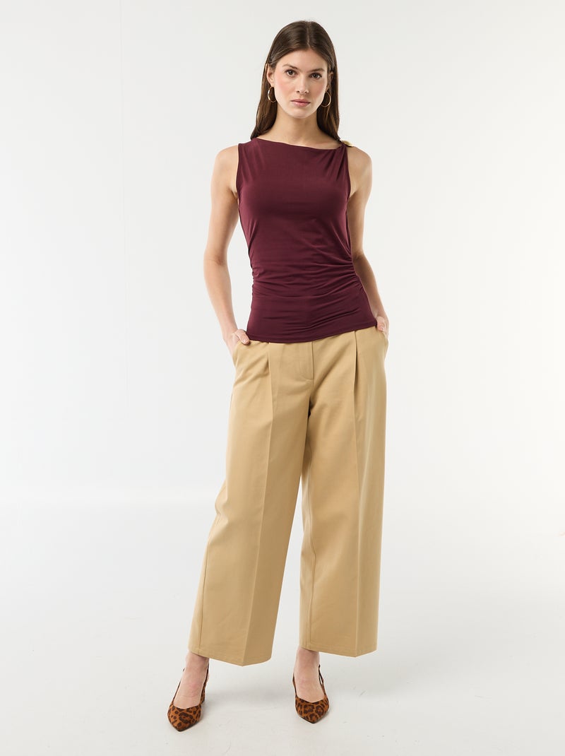 T-shirt stretch avec bijou doré Rouge - Kiabi