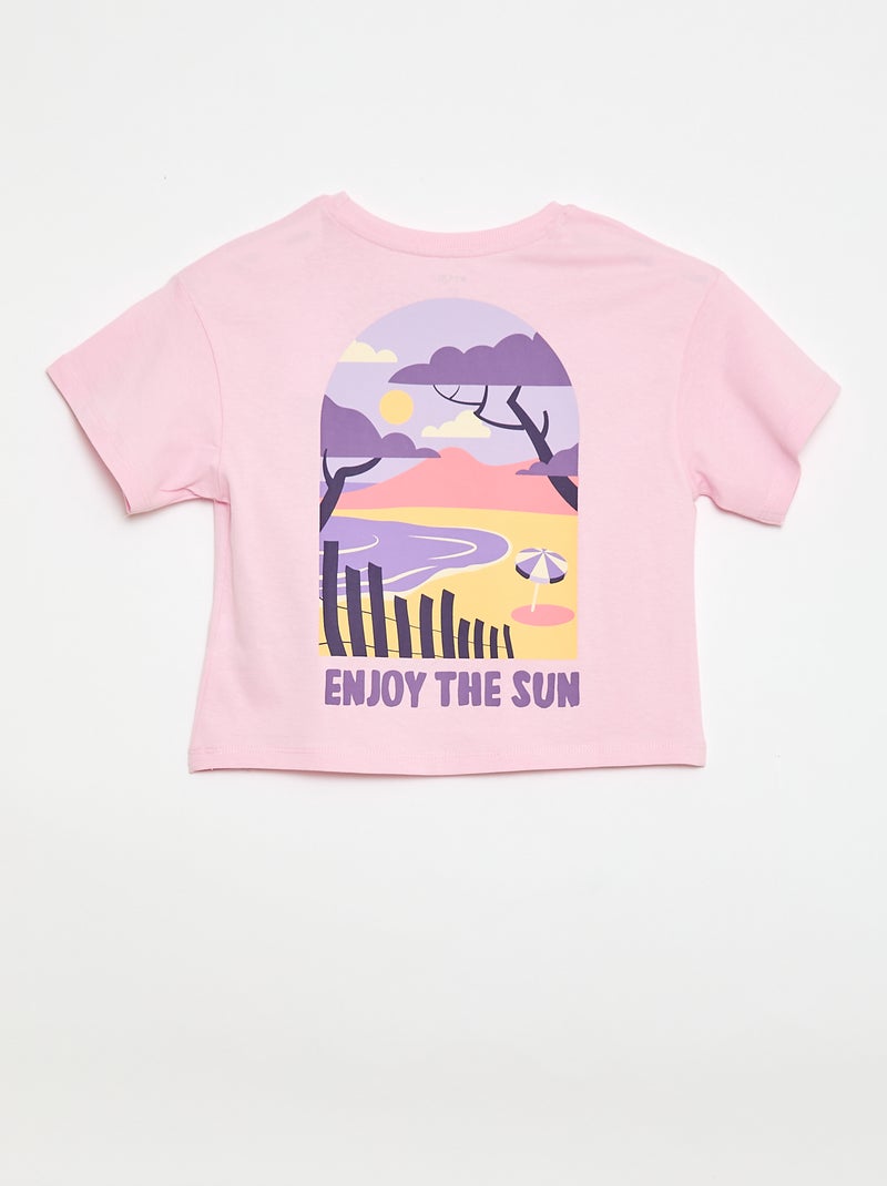 T-shirt taglio ampio con stampa sul retro e sul petto Rosa - Kiabi