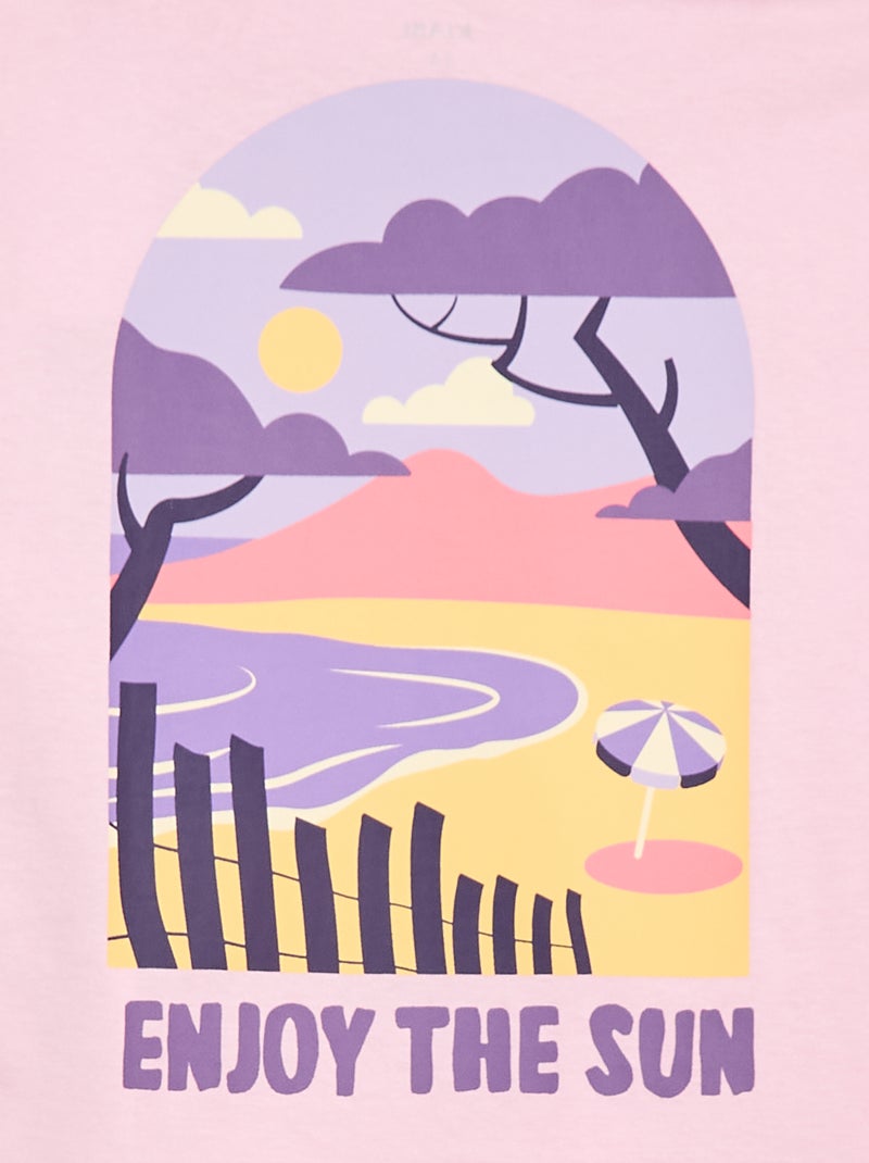 T-shirt taglio ampio con stampa sul retro e sul petto Rosa - Kiabi