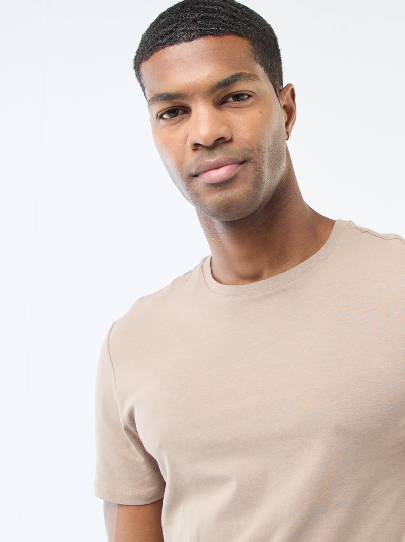 T-shirt tinta unita - Slim fit Beige - Kiabi