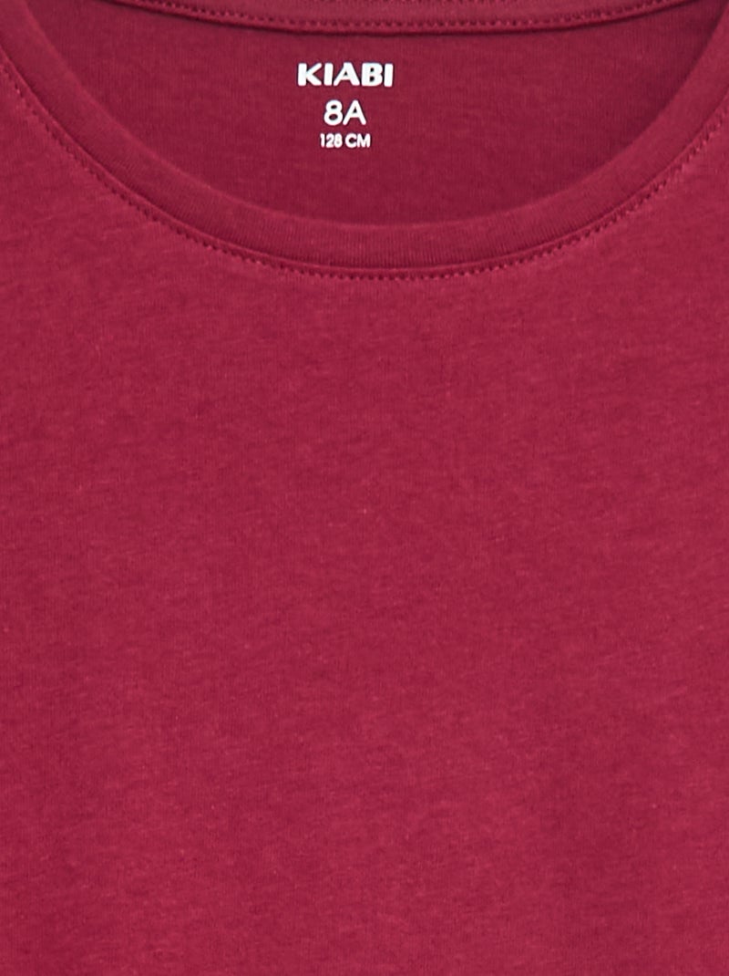 T-shirt tinta unita con spalle arricciate Rosso - Kiabi