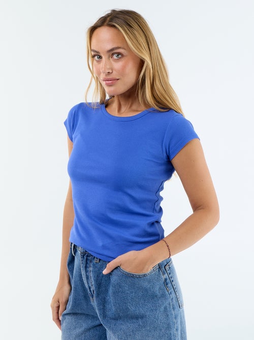 T-shirt uni à dos nu et manches courtes - Kiabi