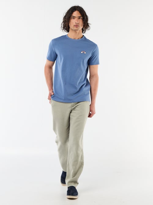T-shirt uni à manches courtes avec broderie - Kiabi