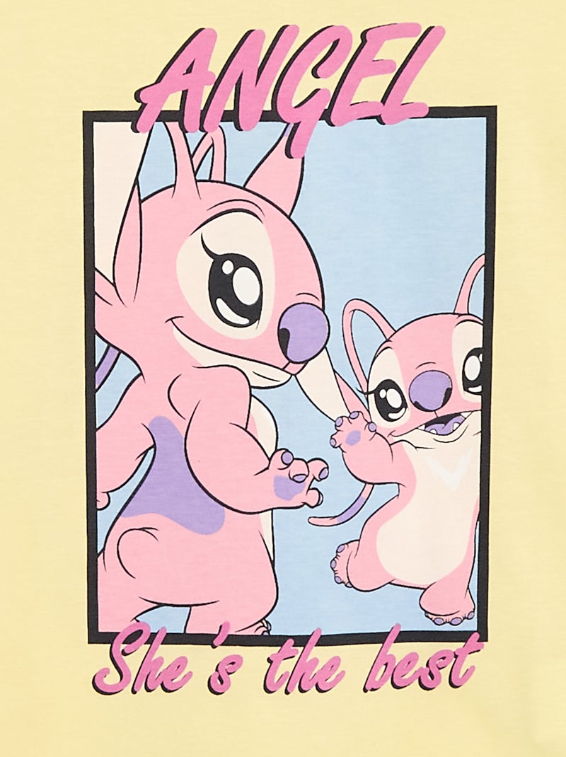 T-shirt uni 'Disney' 'Angel' en coton Jaune - Kiabi