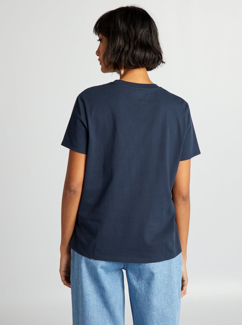 T-shirt uni en jersey Bleu - Kiabi