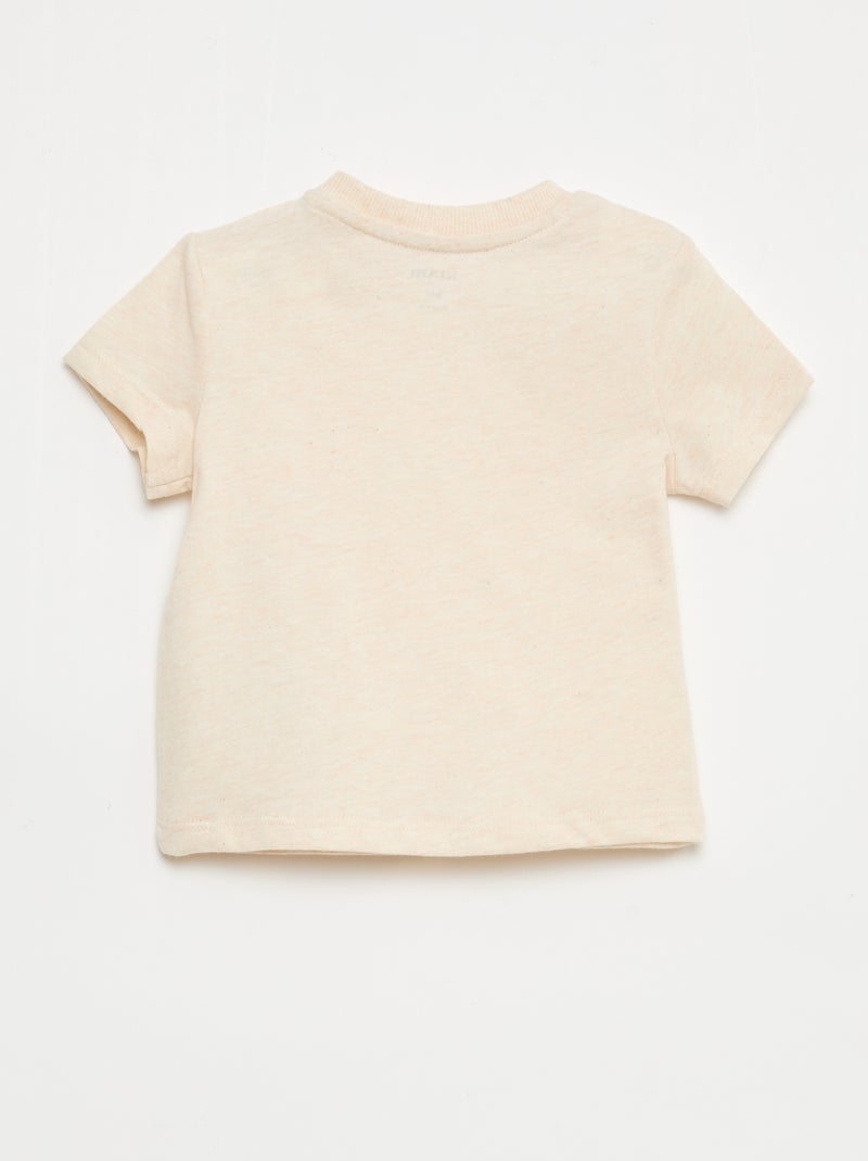 T-shirt uni en jersey coton Beige - Kiabi