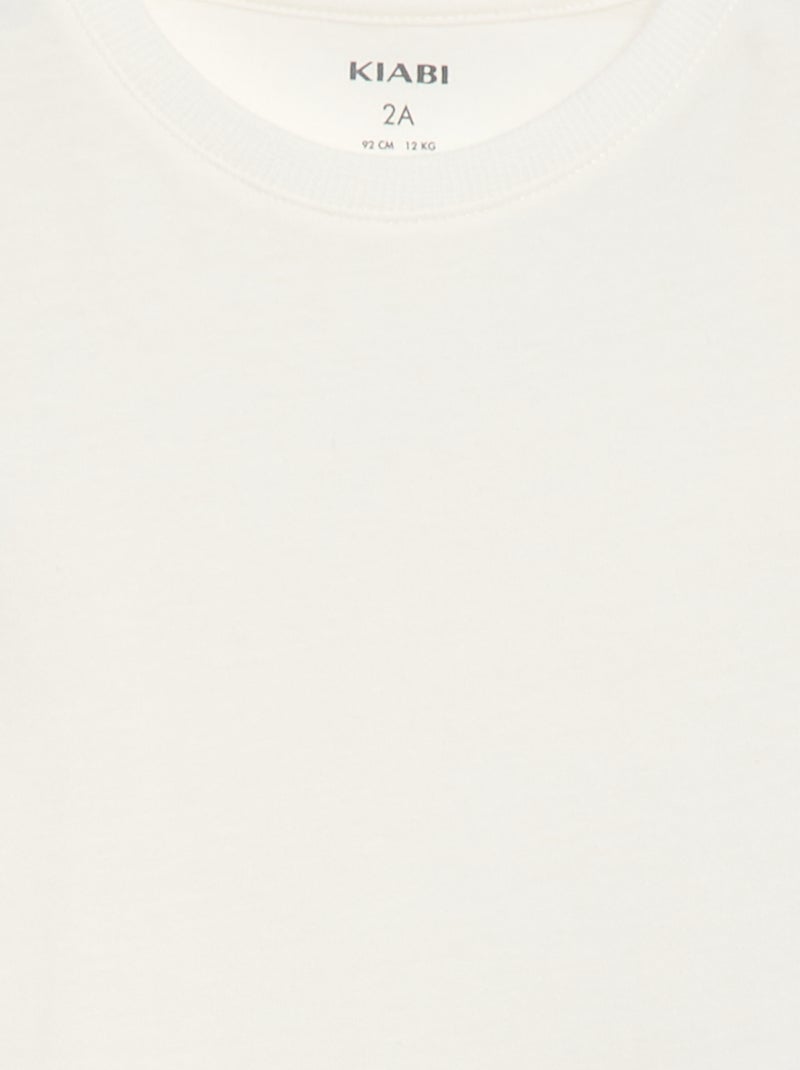 T-shirt uni en jersey coton Blanc - Kiabi