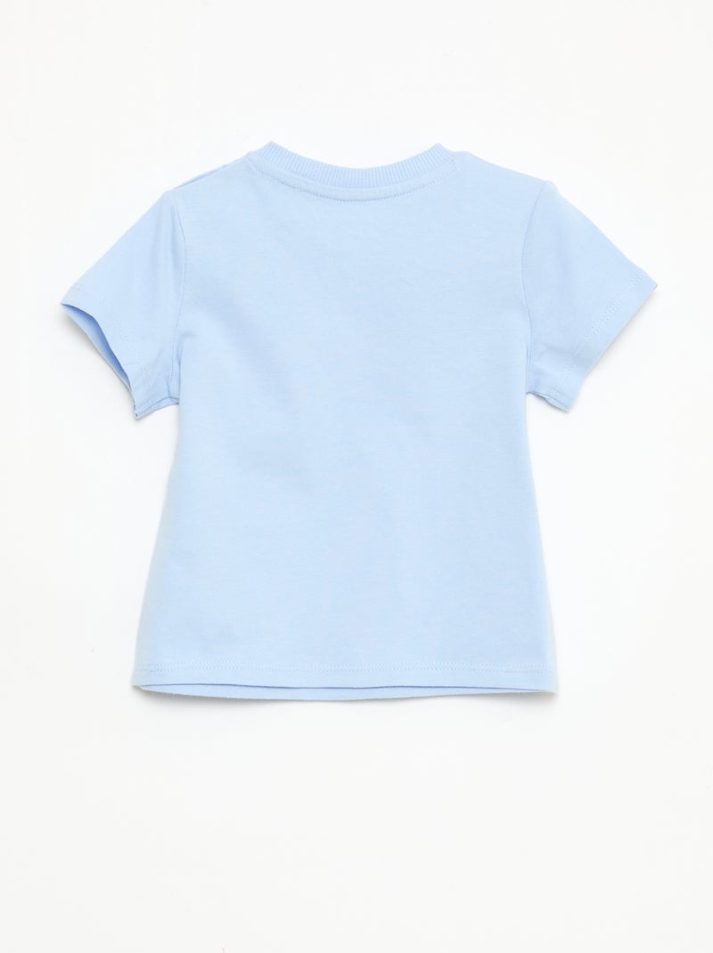 T-shirt uni en jersey coton Bleu - Kiabi