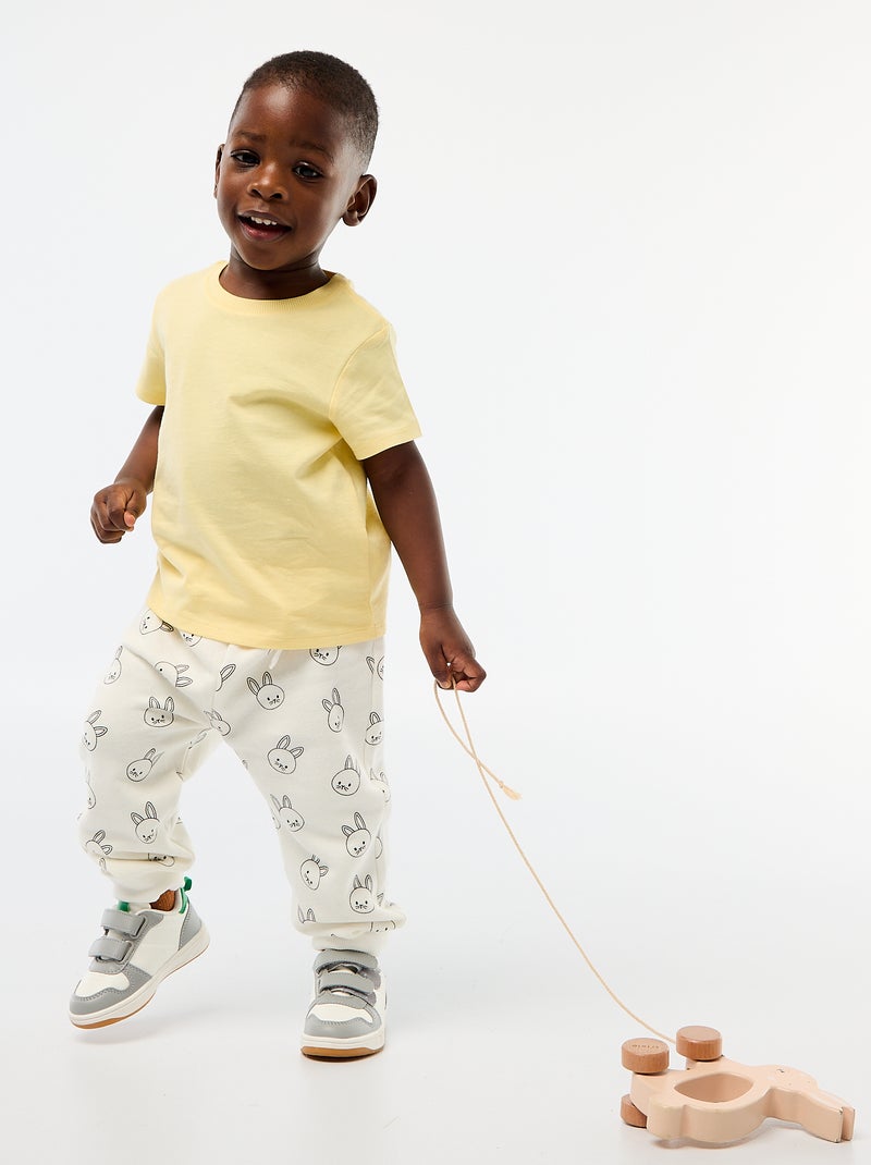 T-shirt uni en jersey coton Jaune - Kiabi