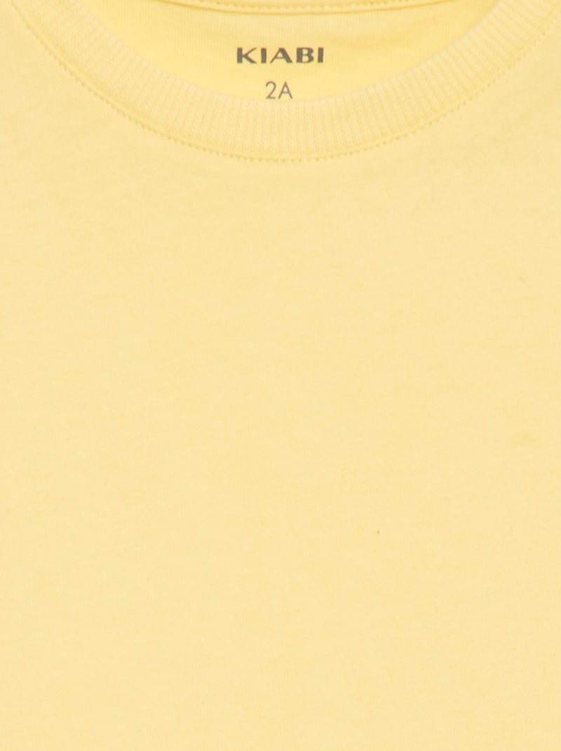 T-shirt uni en jersey coton Jaune - Kiabi