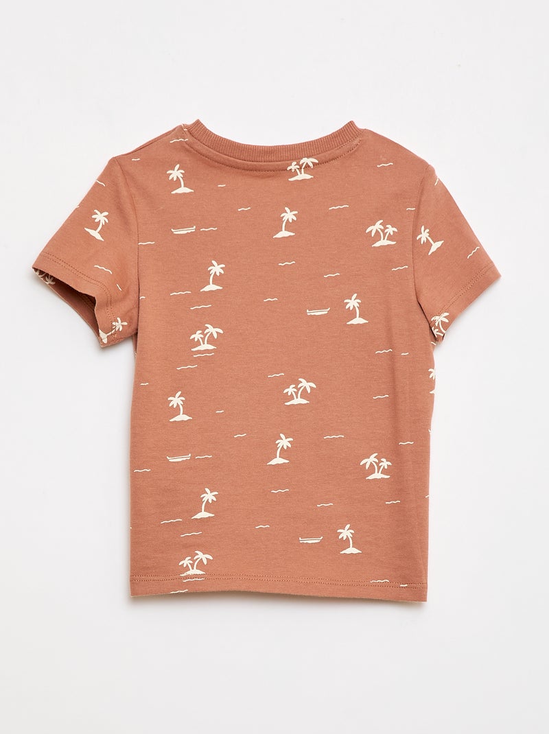 T-shirt uni en jersey coton Marron - Kiabi