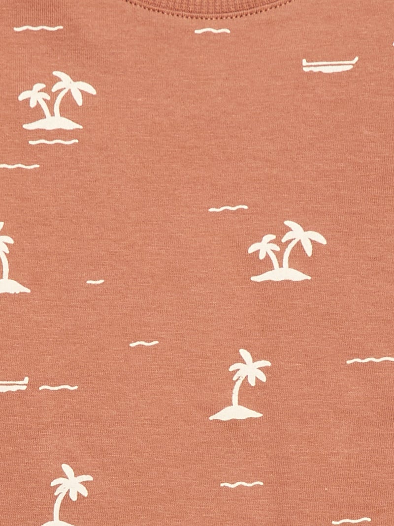 T-shirt uni en jersey coton Marron - Kiabi