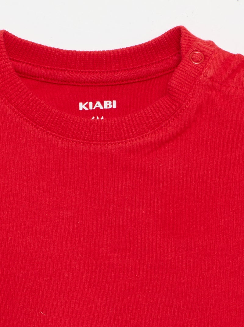T-shirt uni en jersey coton Rouge - Kiabi