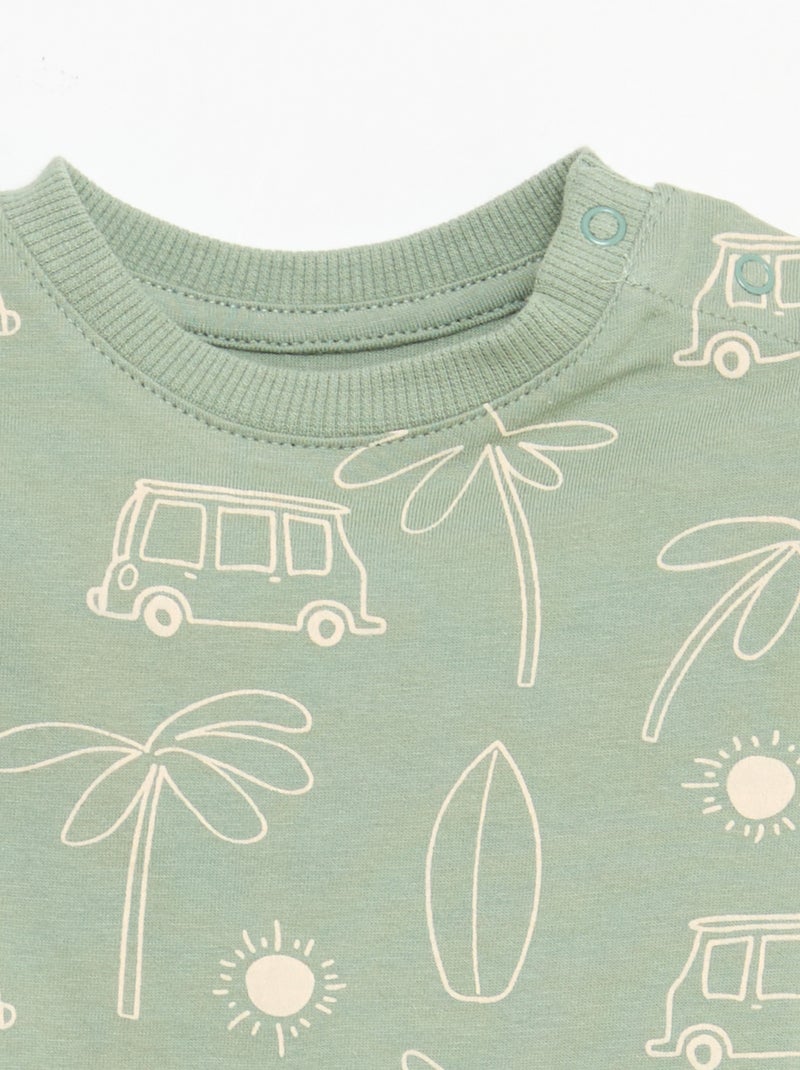 T-shirt uni en jersey coton Vert - Kiabi