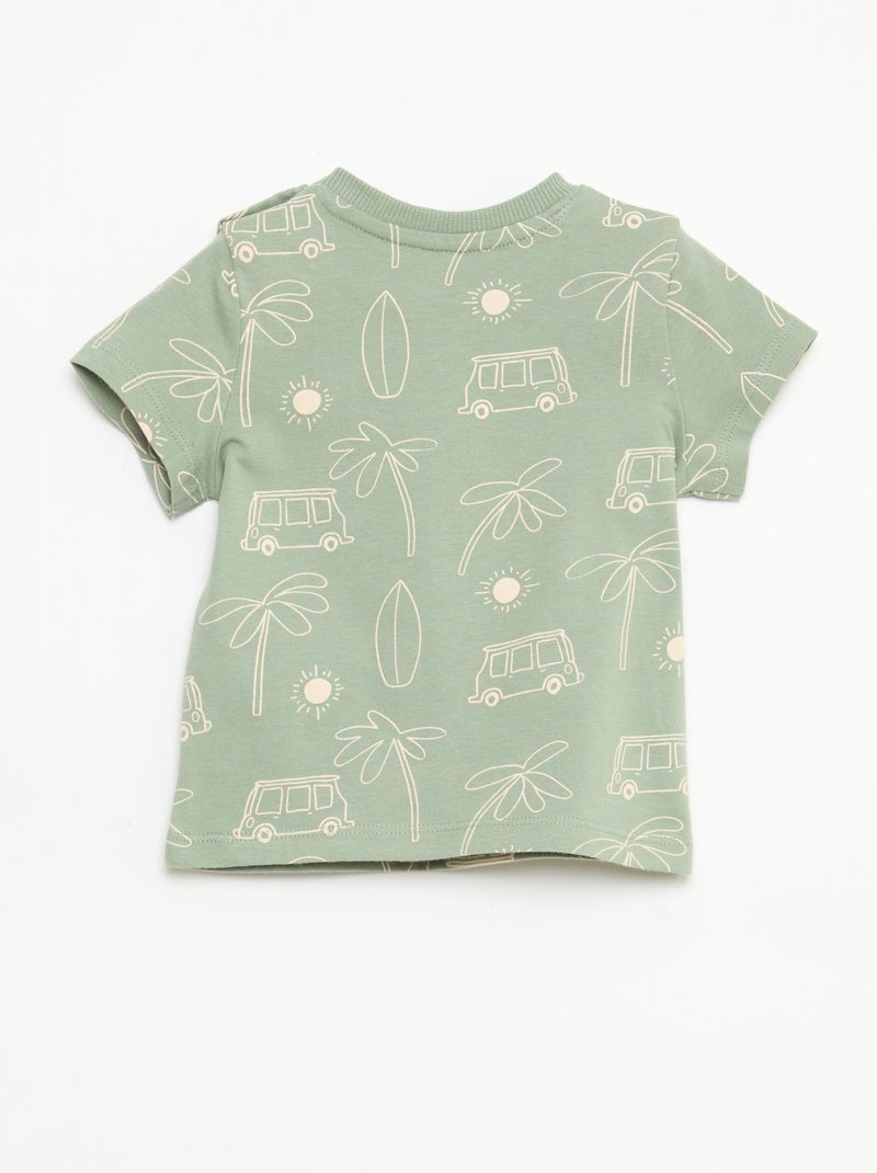 T-shirt uni en jersey coton Vert - Kiabi