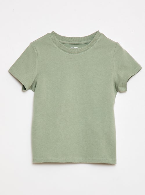 T-shirt uni en jersey coton - Kiabi