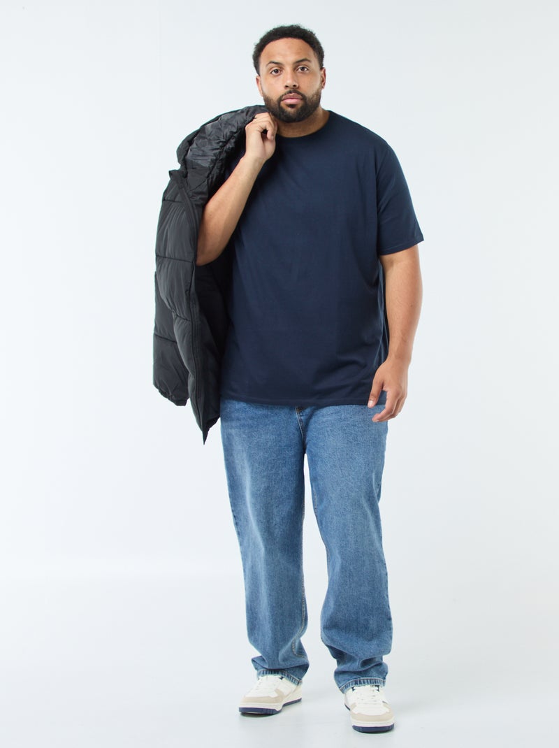 T-shirt uni en maille jersey Bleu - Kiabi