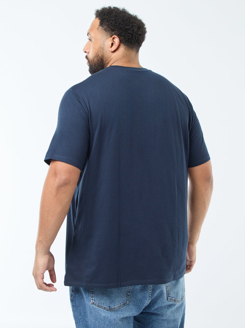 T-shirt uni en maille jersey Bleu - Kiabi