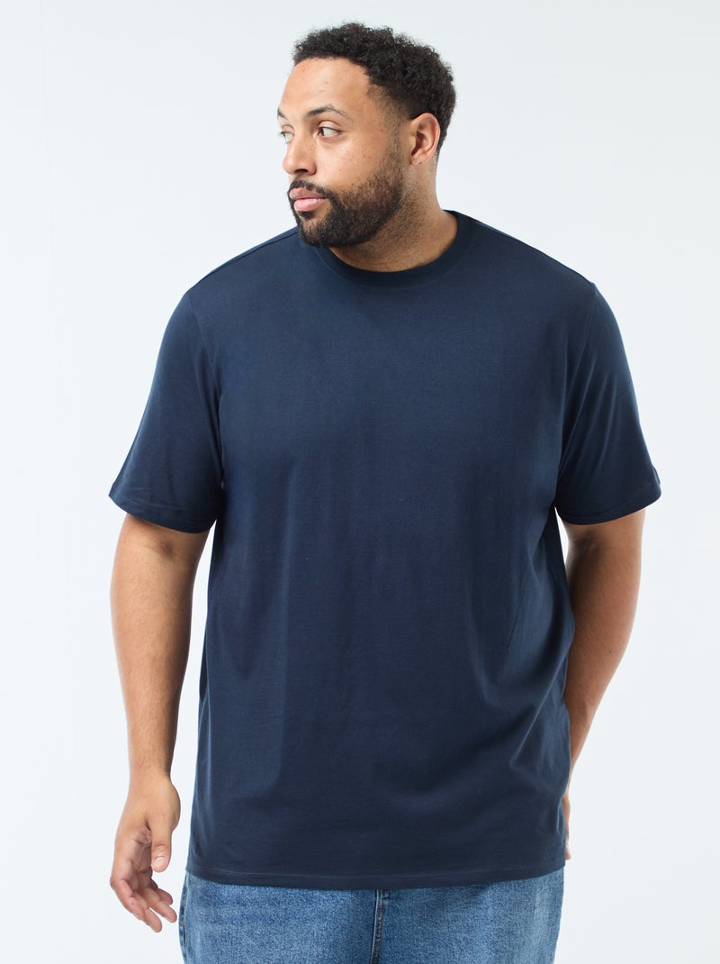 T-shirt uni en maille jersey Bleu - Kiabi