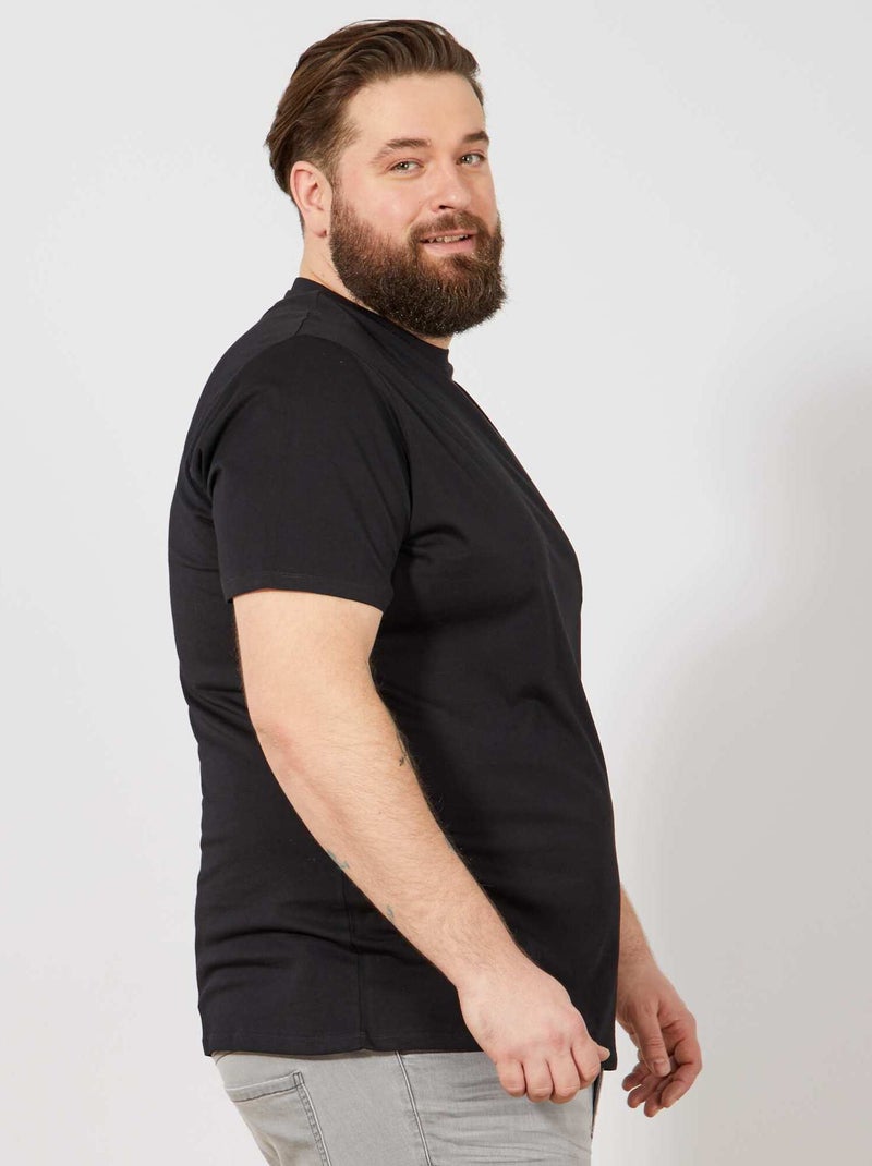 T-shirt uni en maille jersey Noir - Kiabi