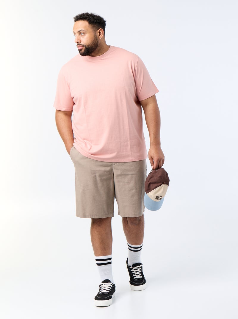 T-shirt uni en maille jersey Rose - Kiabi