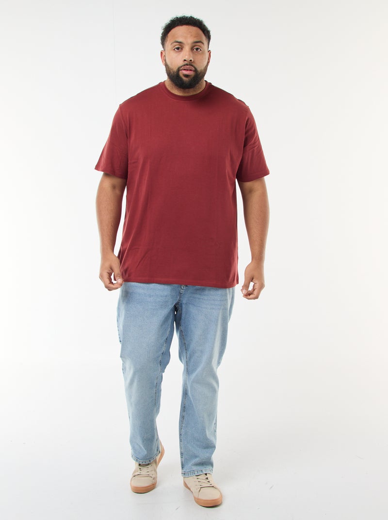 T-shirt uni en maille jersey Rouge - Kiabi