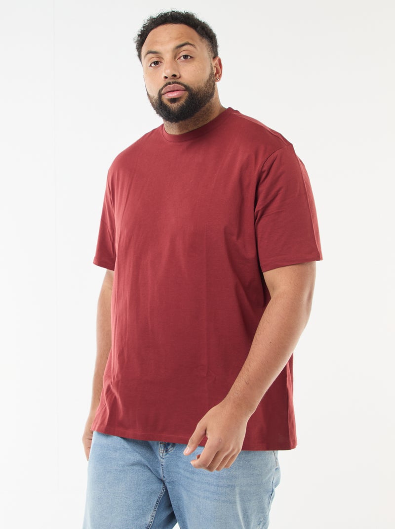 T-shirt uni en maille jersey Rouge - Kiabi