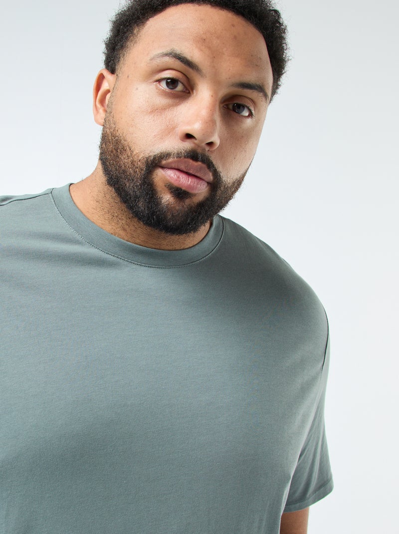 T-shirt uni en maille jersey Vert - Kiabi