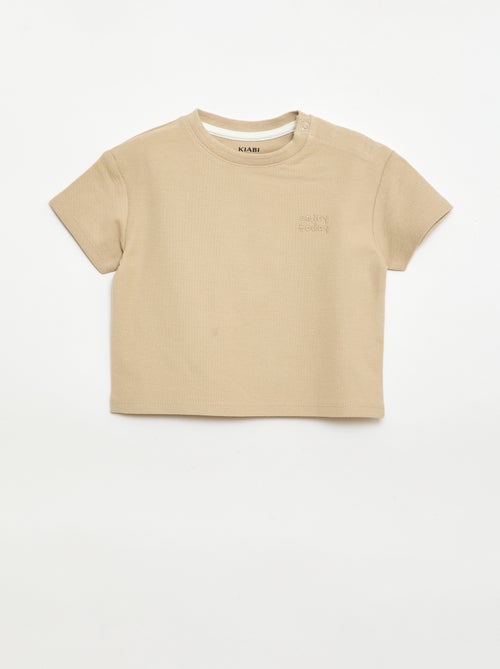 T-shirt uni manches courtes en coton - Kiabi