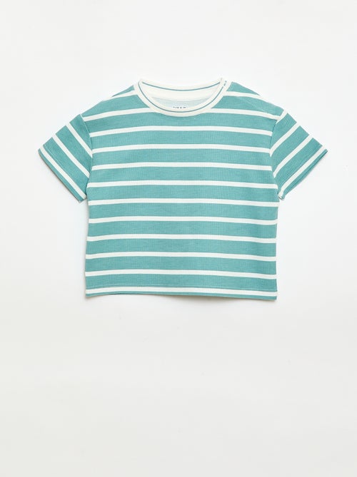 T-shirt uni manches courtes en coton - Kiabi