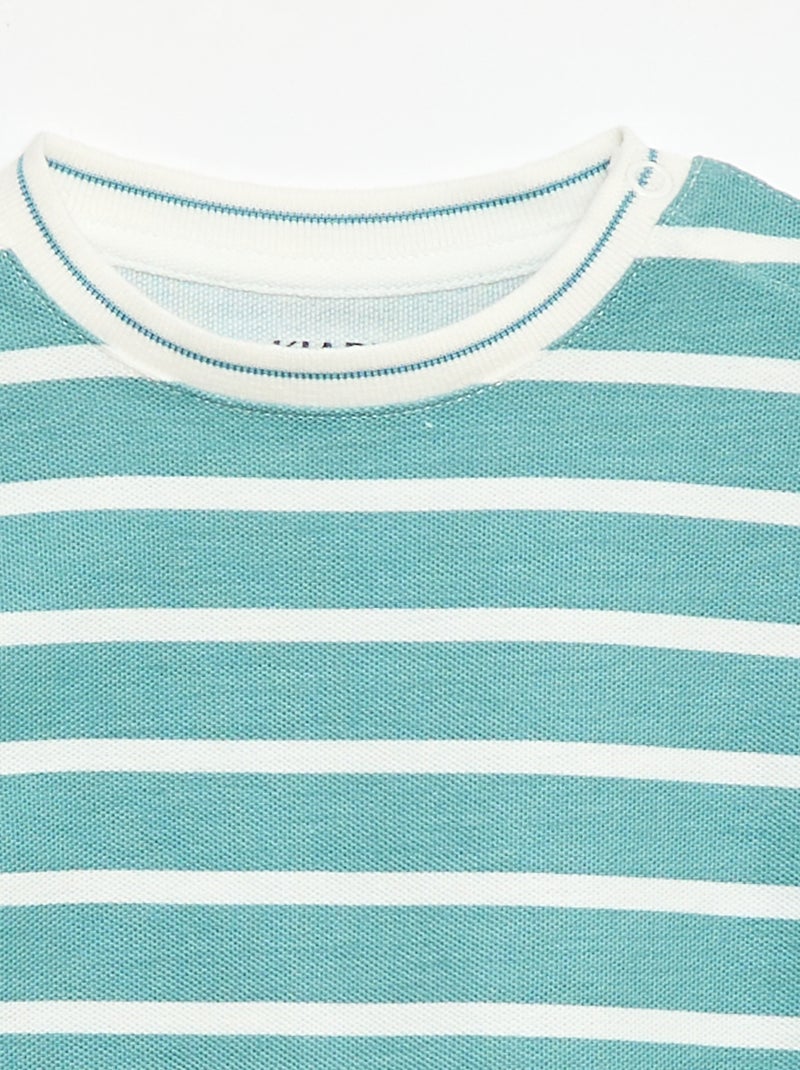 T-shirt uni manches courtes en coton Bleu - Kiabi