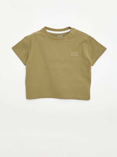 T-shirt uni manches courtes en coton - Kiabi