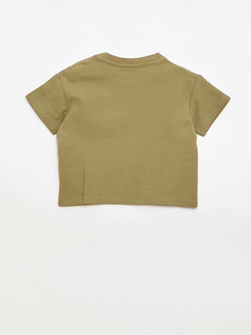 T-shirt uni manches courtes en coton Vert - Kiabi