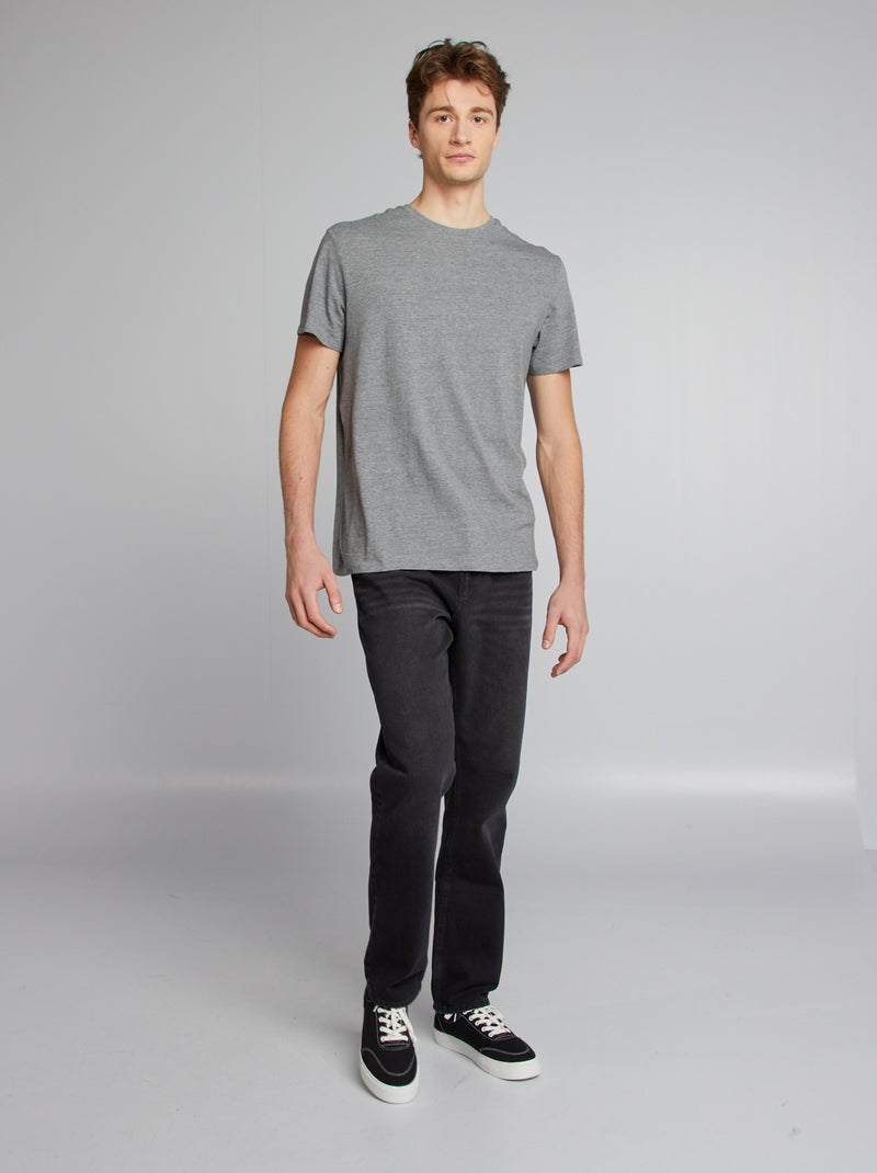 T-shirt uni pur coton +1m90 gris chiné - Kiabi