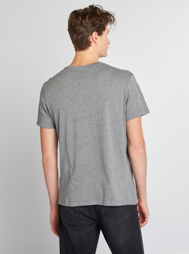 T-shirt uni pur coton +1m90 gris chiné - Kiabi