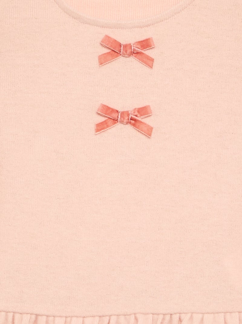 T-shirt with bows and ruffle at the hem Orange - Kiabi